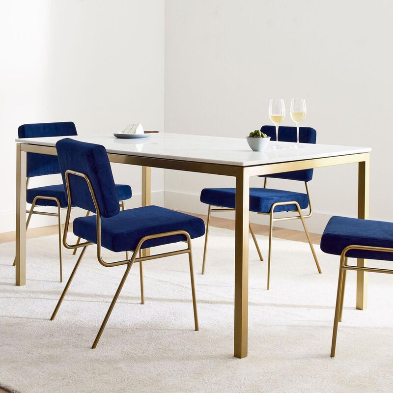 West Elm Frame Rectangle Dining Table Metal/Marble image number 2